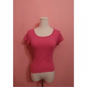Ambiance Fuchsia Ribbed Short Sleeve Top